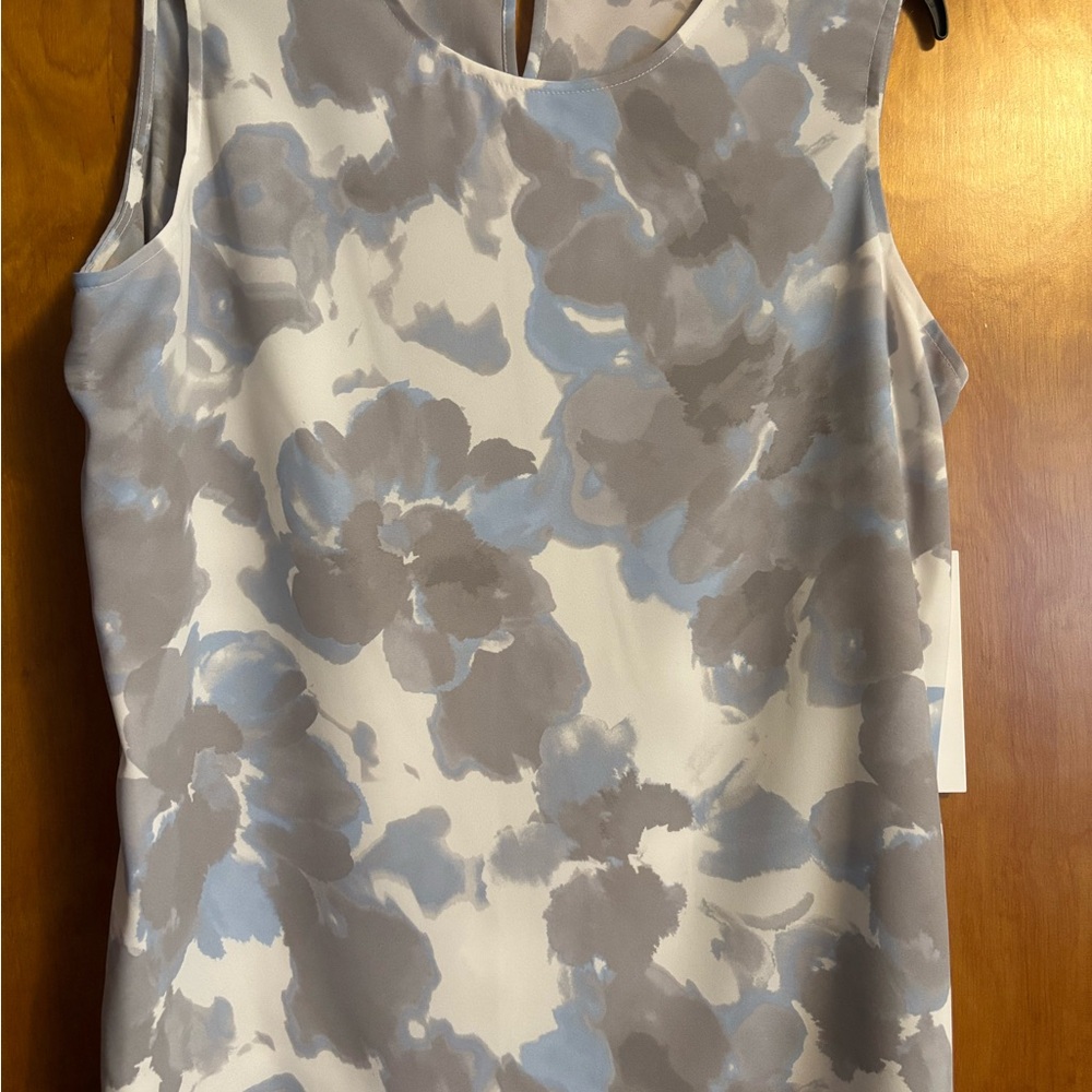 Brand New with tags. Calvin Klein Floral Sleeveless Top in Gray and Blue
